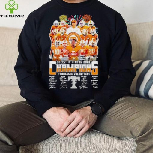 Fireworks 2023 Cheez It Citrus Bowl Champions Tennessee Volunteers signatures hoodie, sweater, longsleeve, shirt v-neck, t-shirt