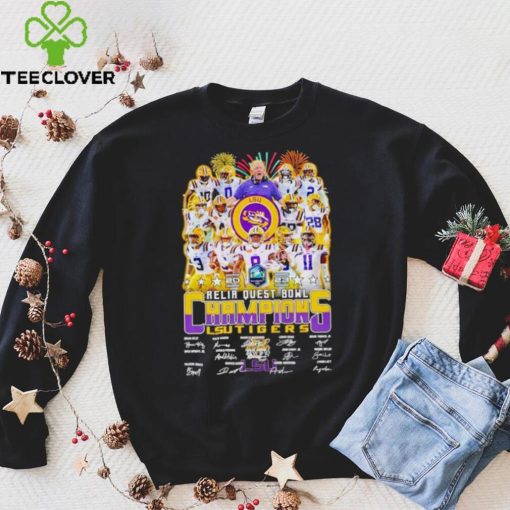 Fireworks 2023 Reliaquest Bowl Champions LSU Tigers signatures hoodie, sweater, longsleeve, shirt v-neck, t-shirt