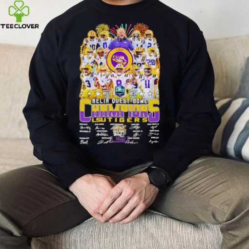 Fireworks 2023 Reliaquest Bowl Champions LSU Tigers signatures hoodie, sweater, longsleeve, shirt v-neck, t-shirt