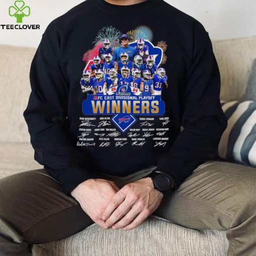 Fireworks Buffalo Bills 23 24 AFC East Divisional Playoff winners signatures hoodie, sweater, longsleeve, shirt v-neck, t-shirt