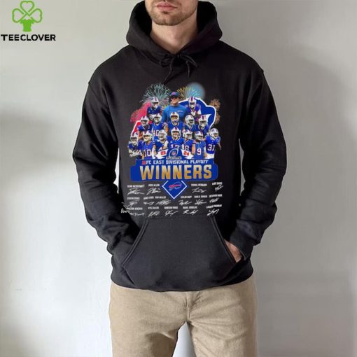 Fireworks Buffalo Bills 23 24 AFC East Divisional Playoff winners signatures hoodie, sweater, longsleeve, shirt v-neck, t-shirt