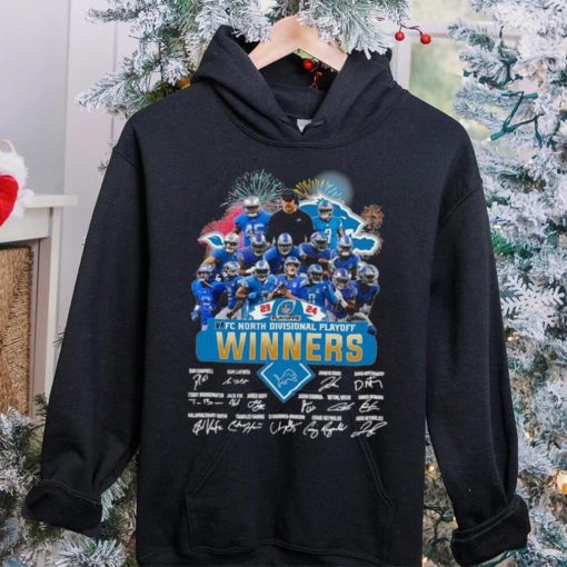 Fireworks Detroit Lions 23 24 NFC North Divisional Playoff winners signatures hoodie, sweater, longsleeve, shirt v-neck, t-shirt