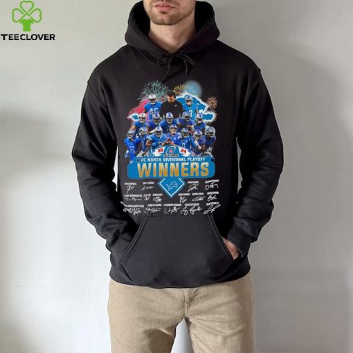 Fireworks Detroit Lions 23 24 NFC North Divisional Playoff winners signatures hoodie, sweater, longsleeve, shirt v-neck, t-shirt