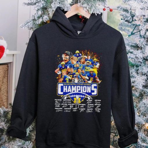 Fireworks Michigan Wolverines 2024 College Football Playoff National Champions signatures hoodie, sweater, longsleeve, shirt v-neck, t-shirt