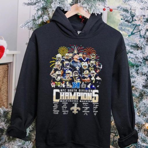 Fireworks New Orleans Saints 2023 NFC South Division Champions signatures hoodie, sweater, longsleeve, shirt v-neck, t-shirt