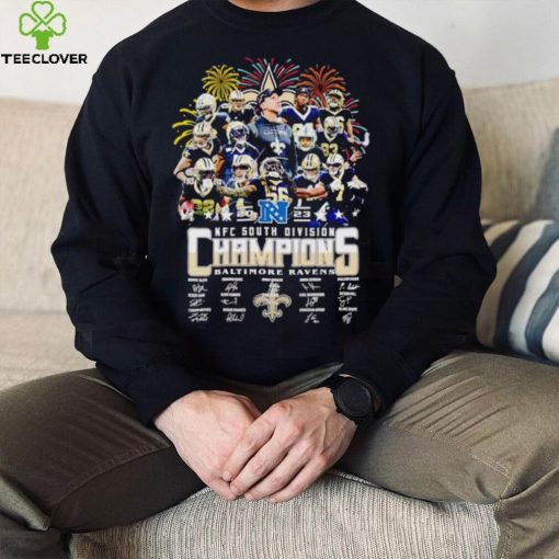 Fireworks New Orleans Saints 2023 NFC South Division Champions signatures hoodie, sweater, longsleeve, shirt v-neck, t-shirt