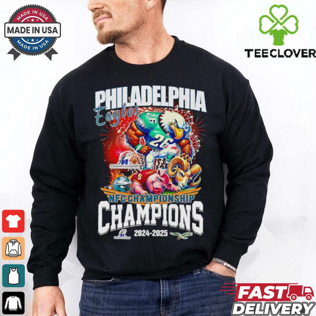 Fireworks Philadelphia Eagles NFC Championship Champions 2024 2025 mascot shirt Fireworks Philadelphia Eagles NFC Championship Champions 2024 2025 mascot shirt