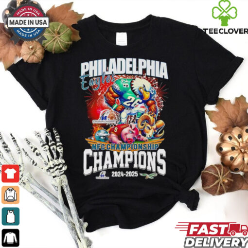 Fireworks Philadelphia Eagles NFC Championship Champions 2024 2025 mascot shirt
