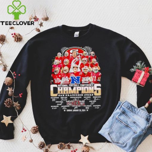 Fireworks San Francisco 49ers 23 24 NFC Champions signatures hoodie, sweater, longsleeve, shirt v-neck, t-shirt