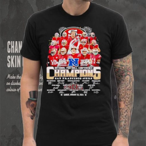 Fireworks San Francisco 49ers 23 24 NFC Champions signatures hoodie, sweater, longsleeve, shirt v-neck, t-shirt