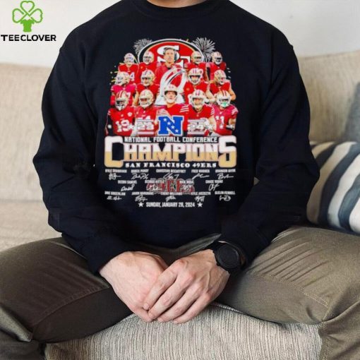 Fireworks San Francisco 49ers 23 24 NFC Champions signatures hoodie, sweater, longsleeve, shirt v-neck, t-shirt