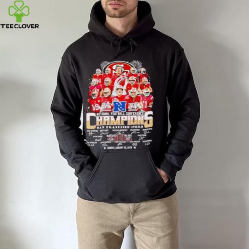 Fireworks San Francisco 49ers 23 24 NFC Champions signatures hoodie, sweater, longsleeve, shirt v-neck, t-shirt