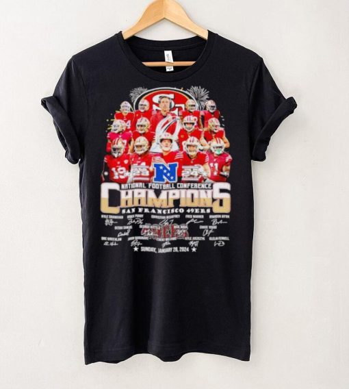 Fireworks San Francisco 49ers 23 24 NFC Champions signatures hoodie, sweater, longsleeve, shirt v-neck, t-shirt