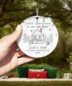 First Christmas In New Home Hanging Tree Ornament for Family Christmas in New House Personalized Ceramic Ornament, Christmas Ornament