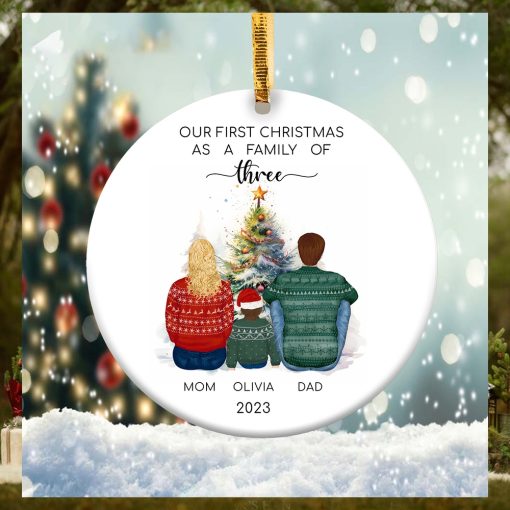 First Christmas as a Family of Three Ornament