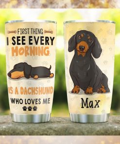 First Thing I See Dogs Personalized Tumbler