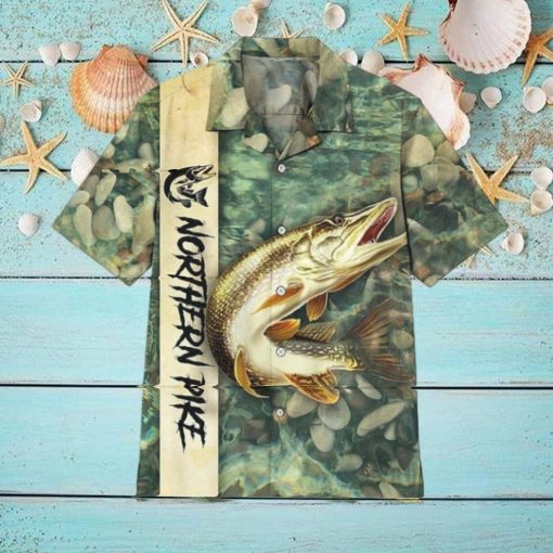 Fishing Aloha Shirt Fishing Shirt For Men Northern Pike Fishing Hawaiian Shirt