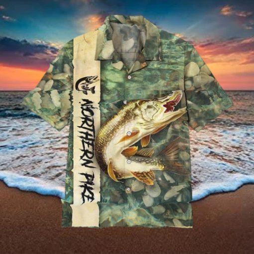 Fishing Aloha Shirt Fishing Shirt For Men Northern Pike Fishing Hawaiian Shirt