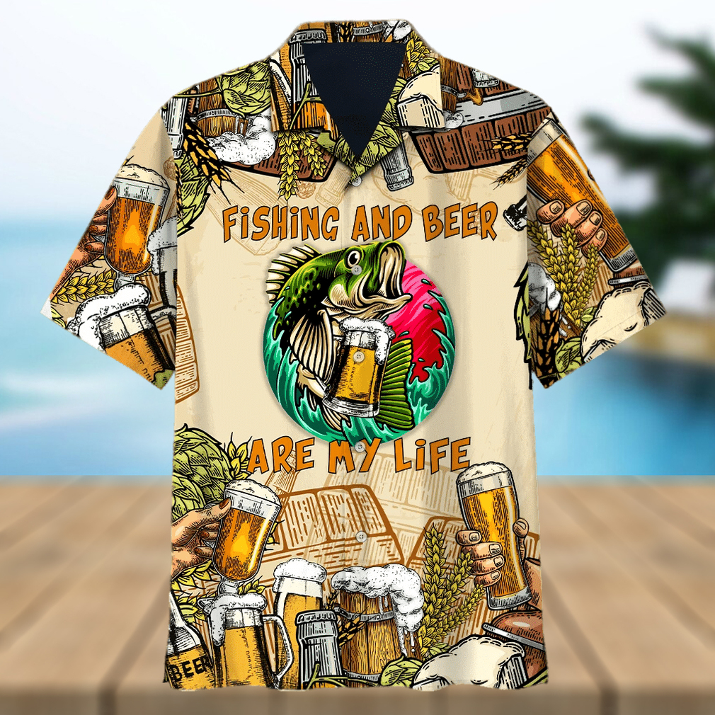 Fishing And Beer Is My Life Unisex Hawaiian Shirts Fishing And Beer Is My Life Unisex Hawaiian Shirts