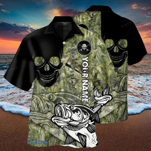 Fishing Lover Skull Personalized Hawaiian Shirt Style Gift