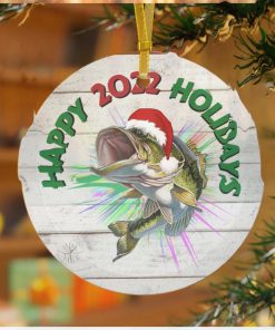 Fishing Ornament   Santa Bass Happy 2022 Holidays