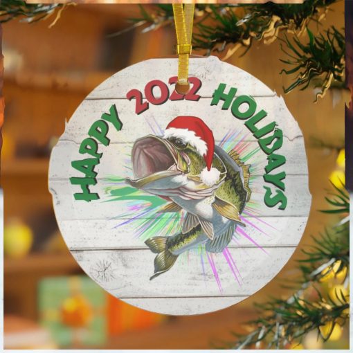 Fishing Ornament   Santa Bass Happy 2022 Holidays