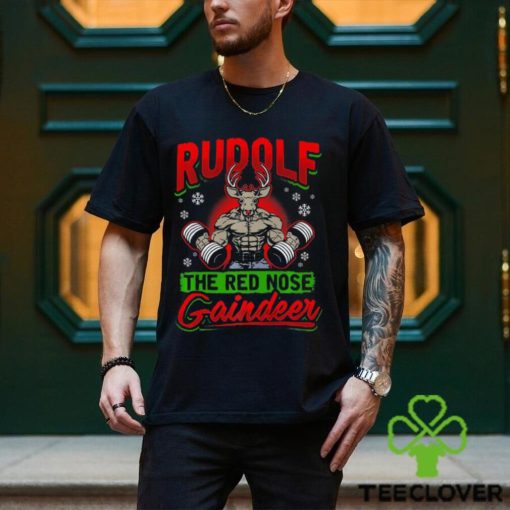 Fitness Christmas Toned Rudolf Muscle Xmas Shirt