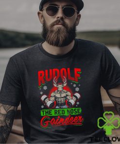Fitness Christmas Toned Rudolf Muscle Xmas Shirt