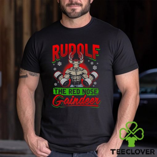 Fitness Christmas Toned Rudolf Muscle Xmas Shirt