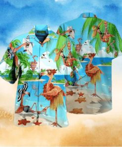 Flamingo Beach Day Flamingo Hawaiian T Shirt For Men Women Aloha Shirt Hawaiian Beach Short