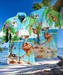 Flamingo Beach Day Flamingo Hawaiian T Shirt For Men Women Aloha Shirt Hawaiian Beach Short