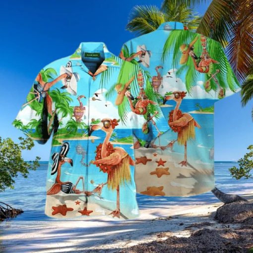 Flamingo Beach Day Flamingo Hawaiian T Shirt For Men Women  Aloha Shirt  Hawaiian Beach Short