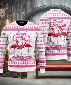 Flamingo Breast Cancer Awareness Ugly Christmas Sweater For Men And Women