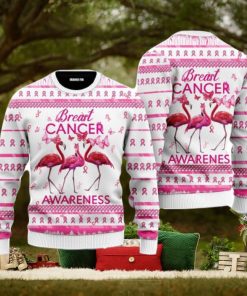 Flamingo Breast Cancer Awareness Ugly Christmas Sweater For Men And Women