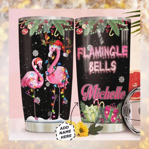 Flamingo Christmas Personalized Tumbler