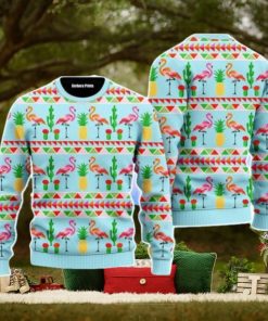 Flamingo Flamingle All The Way Pattern Christmas Unisex Ugly Sweater