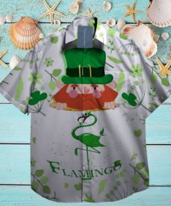 Flamingo Lucky LePrechaun St. Patrick day Hawaiian Shirt Hibiscus