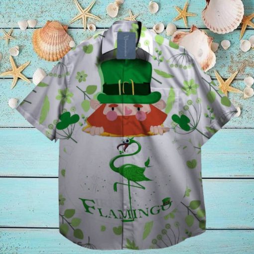 Flamingo Lucky LePrechaun St. Patrick day Hawaiian Shirt Hibiscus