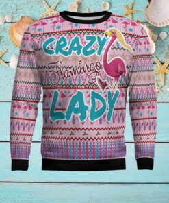 Flamingo Pink Flamingo Lady Ugly Christmas Sweater