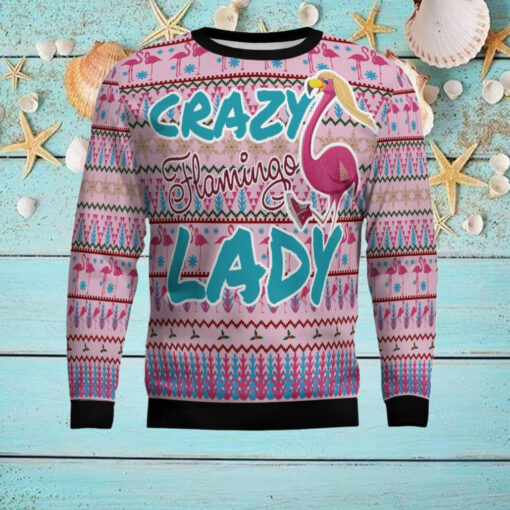 Flamingo Pink Flamingo Lady Ugly Christmas Sweater