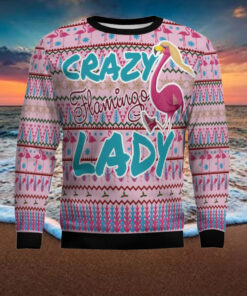 Flamingo Pink Flamingo Lady Ugly Christmas Sweater