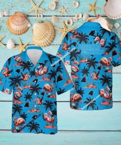 Flamingo Play With Carolina Panthers AOP Hawaiian Shirt Gift For Fans