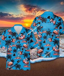 Flamingo Play With Carolina Panthers AOP Hawaiian Shirt Gift For Fans