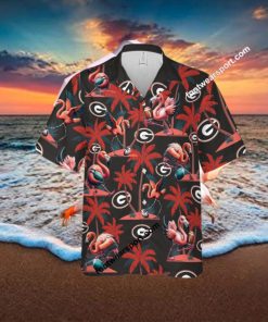 Flamingo Play With Georgia Bulldogs Hawaiian Shirt All Over Print Gift Summer