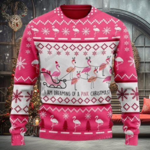 Flamingo Sleigh I’m Dreaming Of A Pink Ugly Sweater