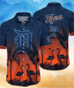 Flamingo Sunset Detroit Tigers Tropical Hawaiian Shirt