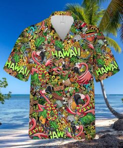 Flamingo Tropical Hawaiian Shirt for Men Women Tropical Pattern Hawaiian Shirt