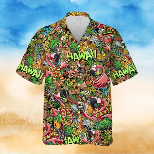 Flamingo Tropical Hawaiian Shirt for Men   Women  Tropical Pattern Hawaiian Shirt