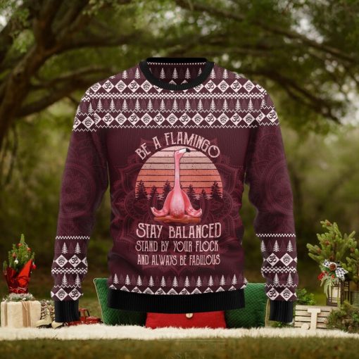 Flamingo Yoga Mittens Ugly Christmas Sweater Gift Men Women