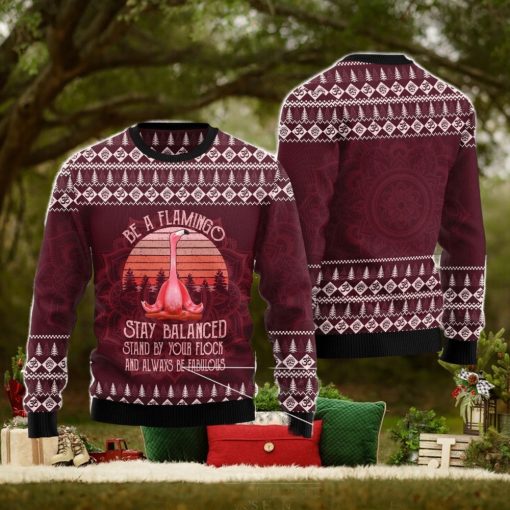 Flamingo Yoga Ugly Christmas Sweater AOP All Over Printed Sweater
